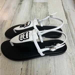 Karl Lagerfeld Paris Women’s 9.5 White Black Sandals Flip Flops Soterios New